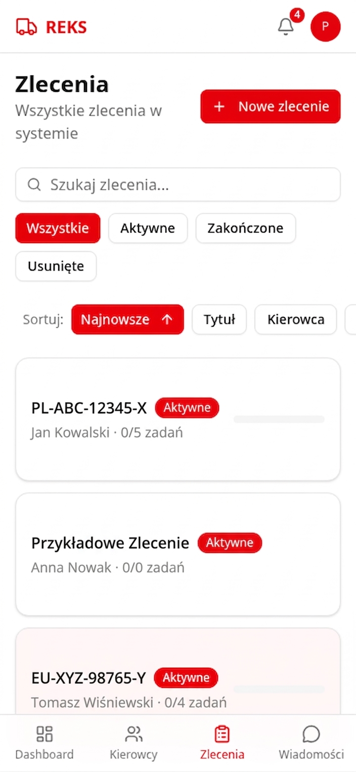 Zlecenia — mobile